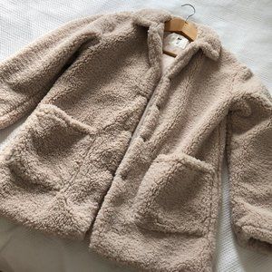 Light Tan Teddy Coat - Girls Size 10 ☼